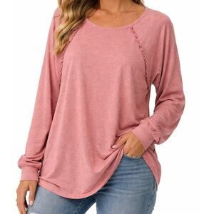 LC Lauren Conrad Pink Ruffle Long Sleeve Top Women’s XL